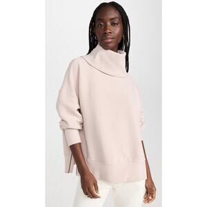 Varley Ribbed Funnel Neck Sweatshirt – Taupe, Size Medium